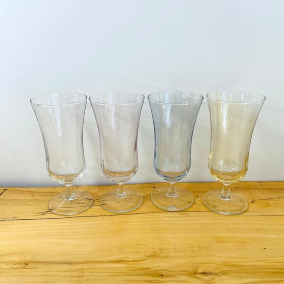 Vtg 60s Iridescent Parfait Glasses Cordial Liqueur Hand Blown Stem France - Picture 2 of 7